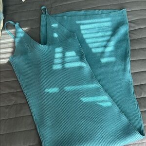 Teal Ribbed Knit Dress